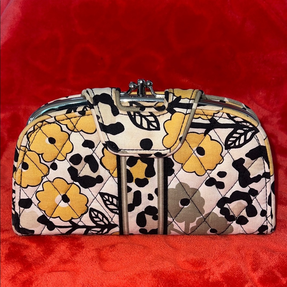 Vera Bradley Yellow and Black Floral Wallet - Picture 3 of 12
